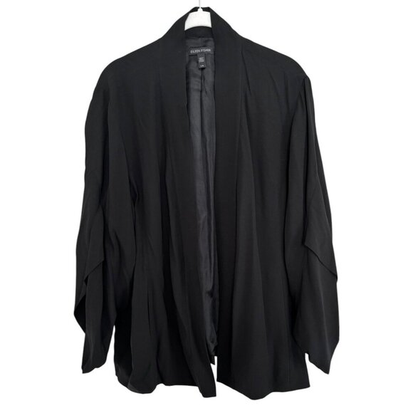 Eileen Fisher Silk Tulip Sleeve Open Jacket - Picture 2 of 6